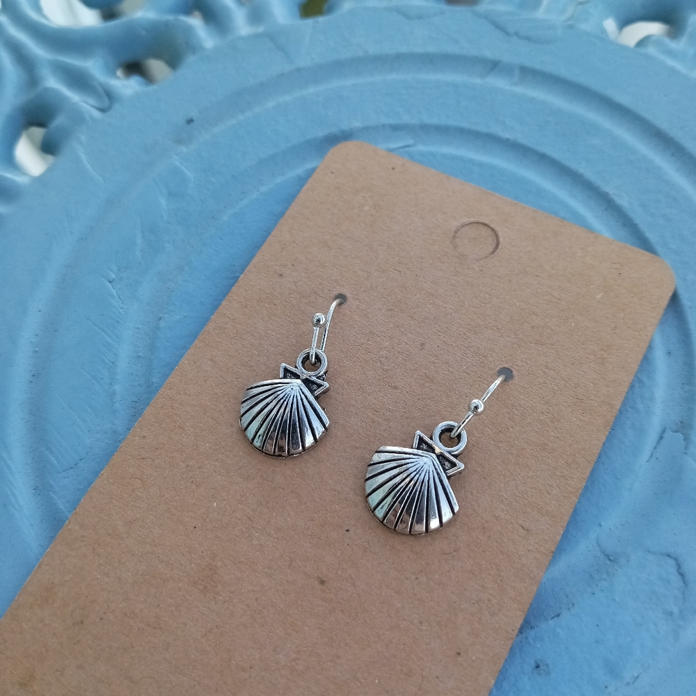 Hand Crafted Silver plated sea shell statement earrings